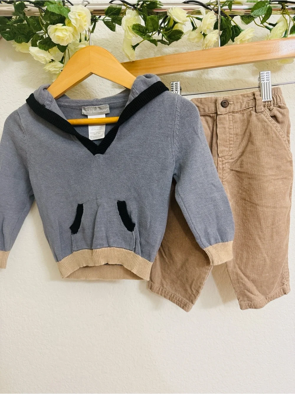 Wendy Bellissimo • Boys Knit Hoodie Corduroy Pants 2 Piece Outfit Set